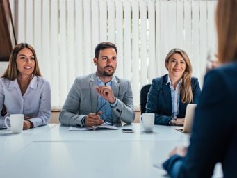 Business meeting with senior project manager candidates for interim strategic roles