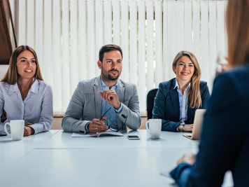 Business meeting with senior project manager candidates for interim strategic roles