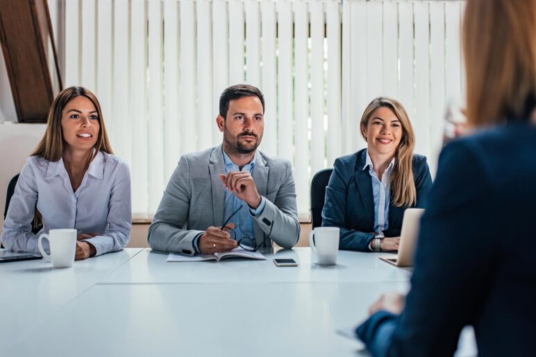 Business meeting with senior project manager candidates for interim strategic roles